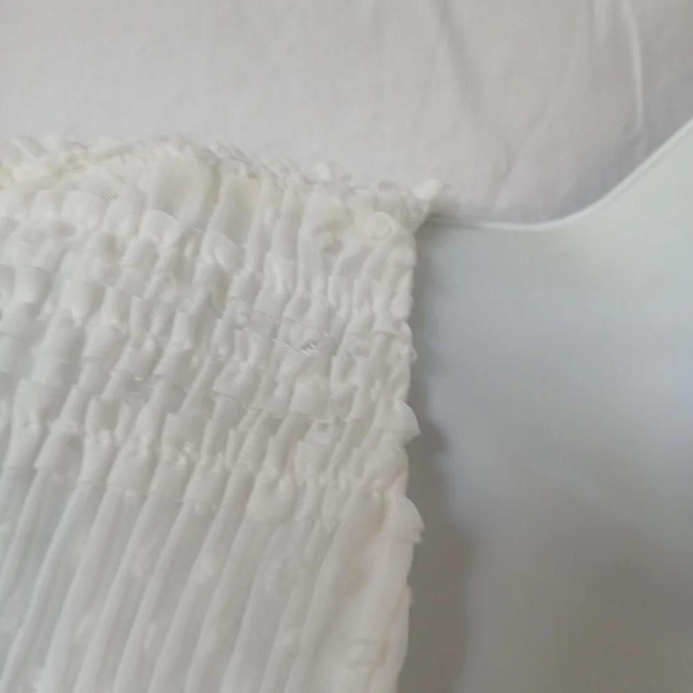 Lost & Wander Off White  Ruffled Long Sleeve Blouse NWT Texture Chic Office Wear
